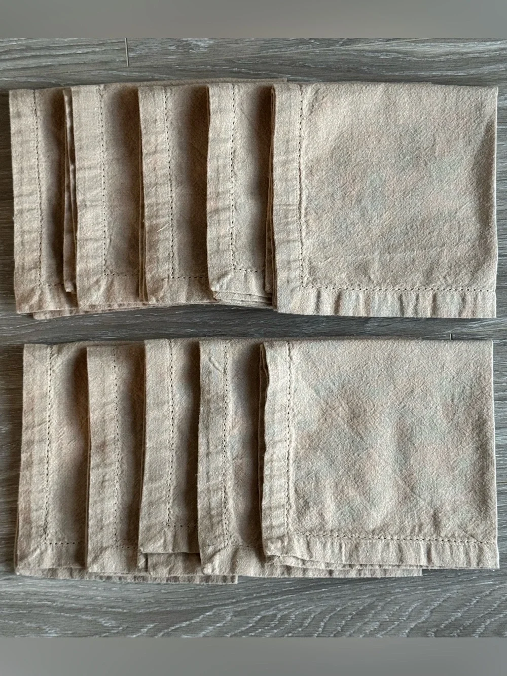 Fabric Napkins Set Of 10 Beige 100% Cotton